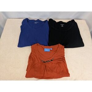 Lot 3 Womens XL Tops Croft & Barrow Simply Vera Wang Blue Black Rust Cotton Mix